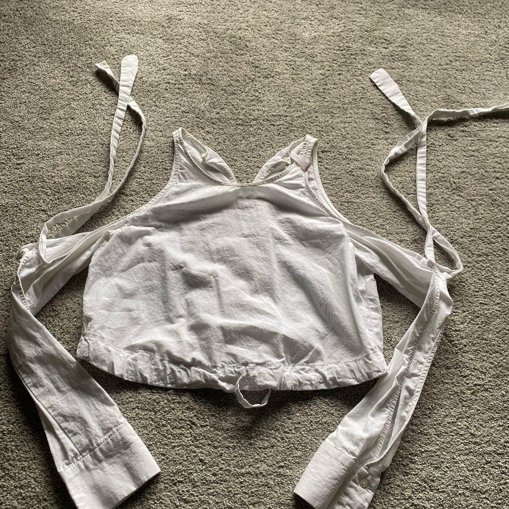 Zara White Sleeveless Crop Tie Front Tank Top